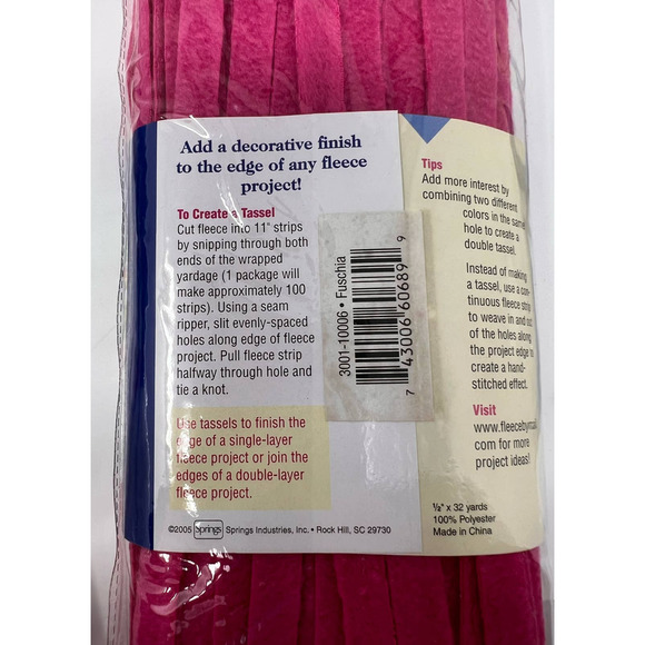 Fleeces Pieces Fleece‎ Tassels White Cadet Blue Fuschia - Picture 3 of 3